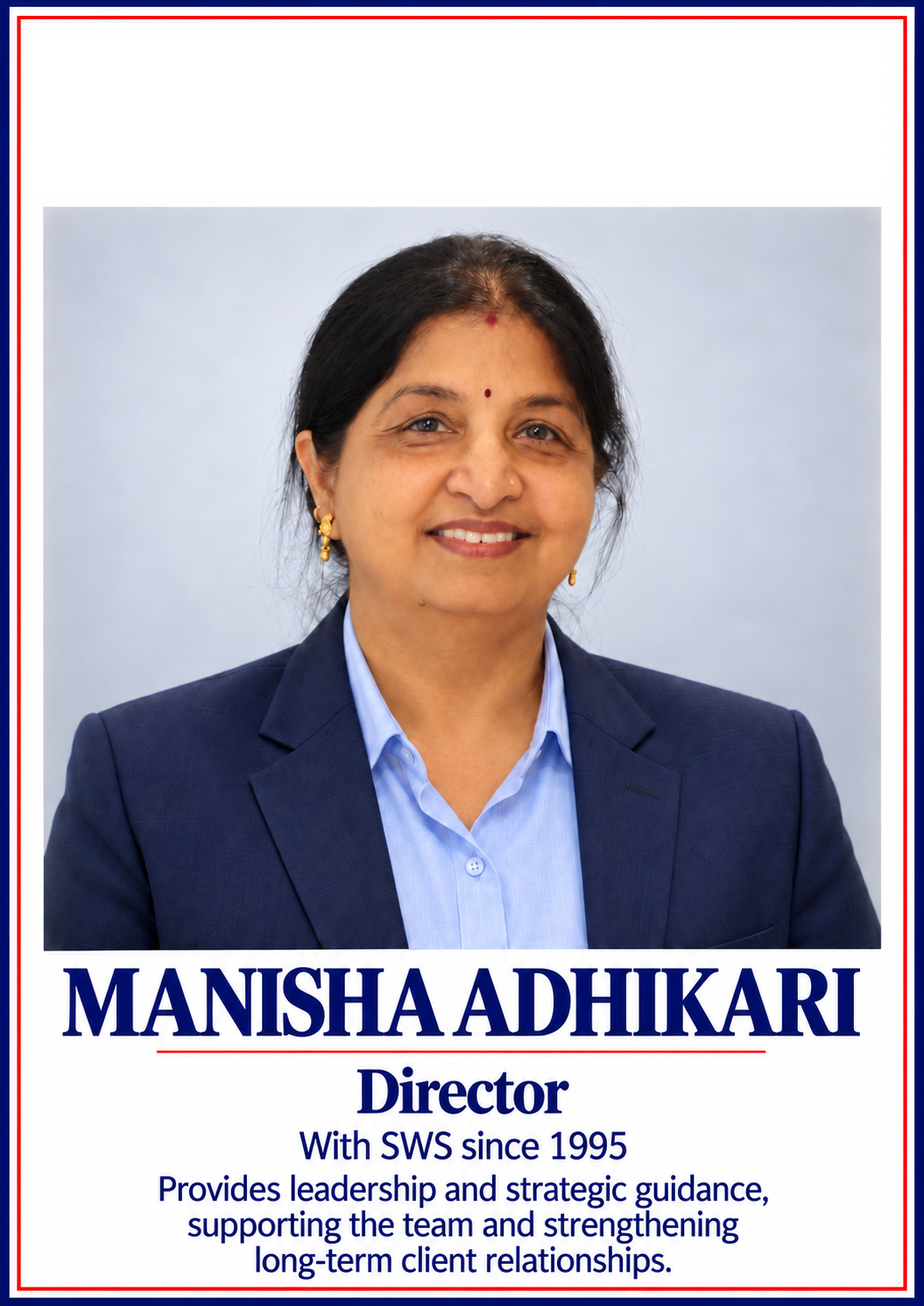 Ms. Manisha Adhikari, Director, SWS Fintech Services